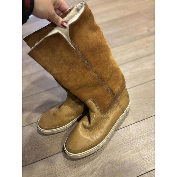 Frye Women's Brown Leather and Suede Tall GEMMA Boots 6/6.5 - Picture 8 of 8